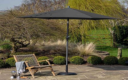 Platinum Riva 3m Round Anthracite Parasol with 25kg Concrete Base-18-119-GY // 18-205-25 1