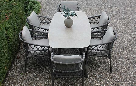 4 Seasons Outdoor Piacenza Six Seat Rectangular Dining Set - Latte-91865/91837 1