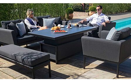 Maze Pulse Charcoal 3 Seat Sofa Dining Set with Rising Table -FB-PUL-3SD-ST 1