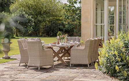 Bramblecrest Chedworth Eight Seater Rectangle Outdoor Dining Set - Sandstone-X21WCW240RT1 1