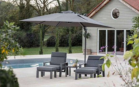 Bramblecrest Lichfield Grey 2.7m Square Side Post Parasol with Granite Base & FREE Protective Cover -X18PG27SQ2 1