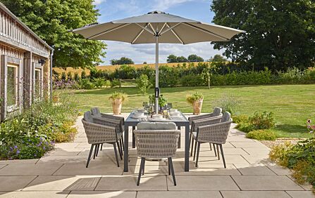 Bramblecrest Mauritius 6 Seater Rectangle Garden Dining Set & Parasol -X23AMA164RT1 1