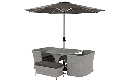 Bramblecrest Tetbury 8 Seat Balcony Set with Parasol and Base - Graphite-X26TYGQ01 1