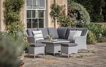 Bramblecrest Tetbury Mini Garden Corner Sofa Set with Adjustable Table - Graphite-X26TYGM01 1