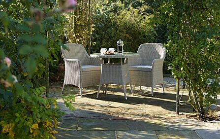 Bramblecrest Tetbury Rattan Outdoor Bistro Table Set with Glass Top - Nutmeg-X20WTYE80RD2 1