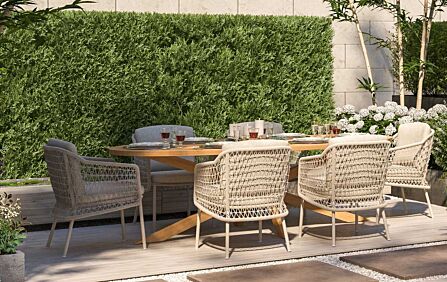 4 Seasons Outdoor Puccini 6 Seat Outdoor Dining Set With Prado Ellipse Ceramic Top Table-213935/91602/91601 1
