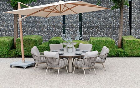 4 Seasons Outdoor Puglia 6 Seat Round Low Garden Dining Set-91624/91628 1