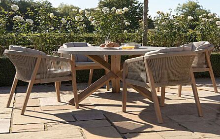 Maze Martinique Rope Weave Outdoor 4 Seat Round Dining Set -MART-4SRDS-LB 1