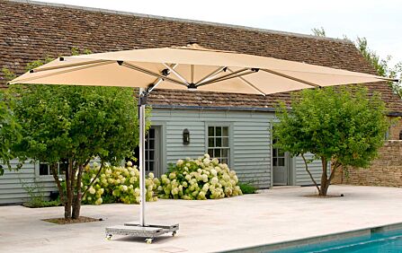 Bramblecrest Worcester Sand 4m x 3m Rectangle Cantilever LED Parasol with Cover -SPSLP15 1