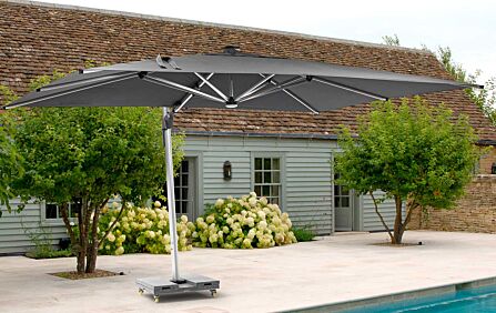 Bramblecrest Worcester Grey 4m x 3m Rectangle Cantilever LED Parasol with Cover -SPGLP15 1