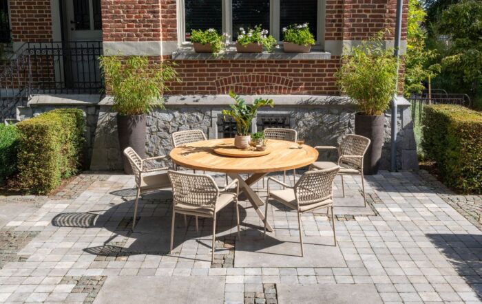 4 Seasons Outdoor Barista 6 Seat Garden Dining Set With Lazy Susan-91419/91309/91476-1