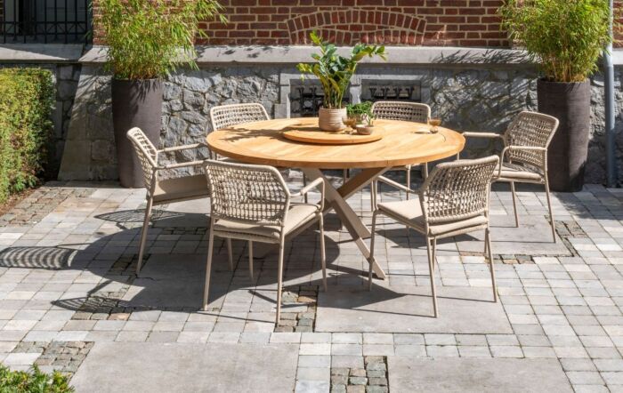4 Seasons Outdoor Barista 6 Seat Garden Dining Set With Lazy Susan