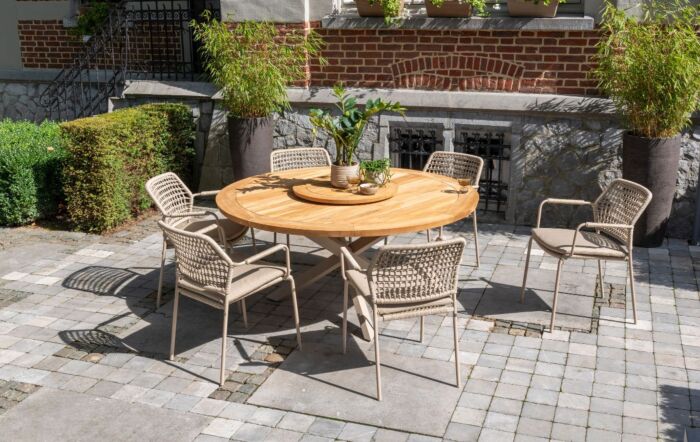 4 Seasons Outdoor Barista 6 Seat Garden Dining Set With Lazy Susan-91419/91309/91476-1 1