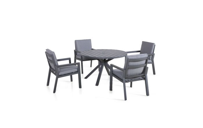 Maze New York Dove Grey 4 Seat Round Dining Set-ALU-NY-101050