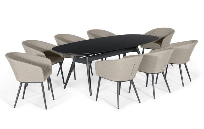 Maze Ambition Oatmeal 8 Seat Oval Dining Set -FB-DN -AMB-8SOV-SS-OT