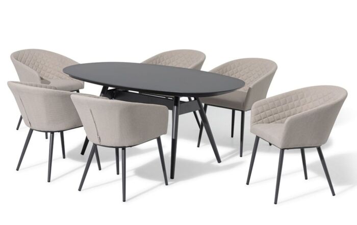 Maze Ambition Oatmeal 6 Seat Oval Dining Set -FB-DN-AMB-650V-SS-OT