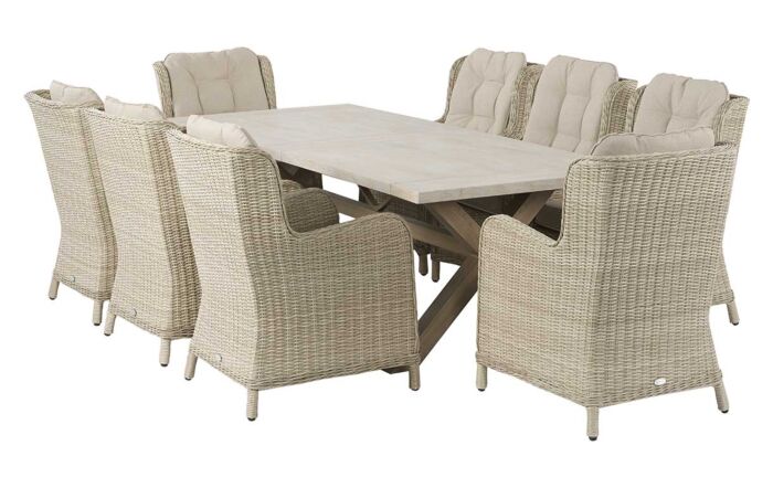 Bramblecrest Chedworth Eight Seater Rectangle Outdoor Dining Set - Sandstone-X21WCW240RT1