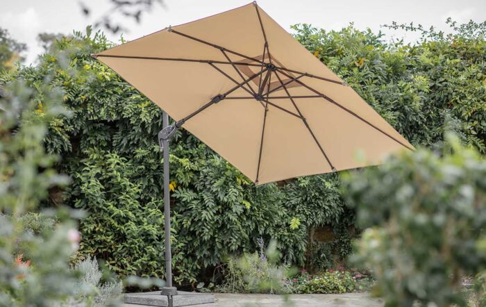 Bramblecrest Lichfield Sand 2.7m Square Side Post Parasol with Granite Base & Protective Cover -X18PG27SQ1