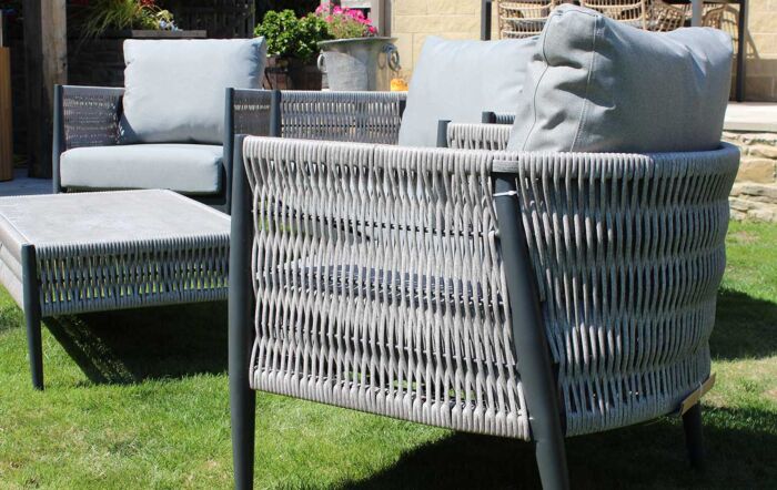 Bramblecrest Mauritius Grey Two Seater Garden Sofa Set - Grey-ARMASS1 1