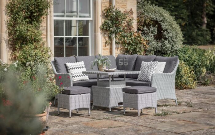 Bramblecrest Tetbury Mini Garden Corner Sofa Set with Adjustable Table - Graphite-X26TYGM01 1