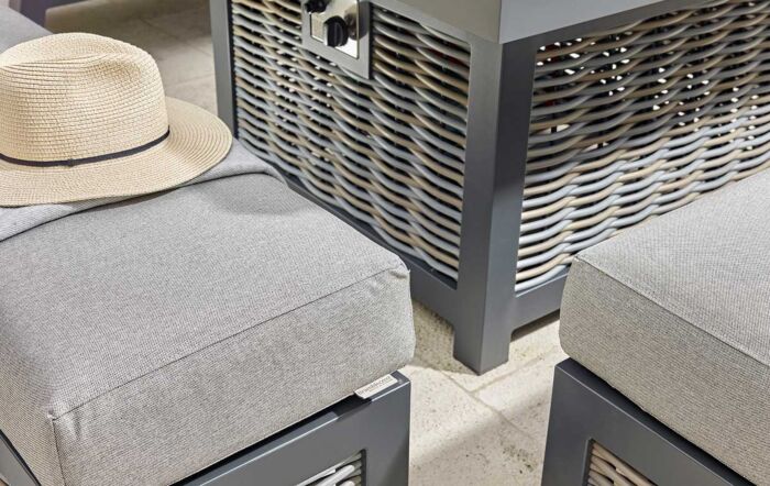 Bramblecrest Tuscan Corner Sofa Outdoor Set with Firepit Table - Grey-X21ATUSCDT1FP