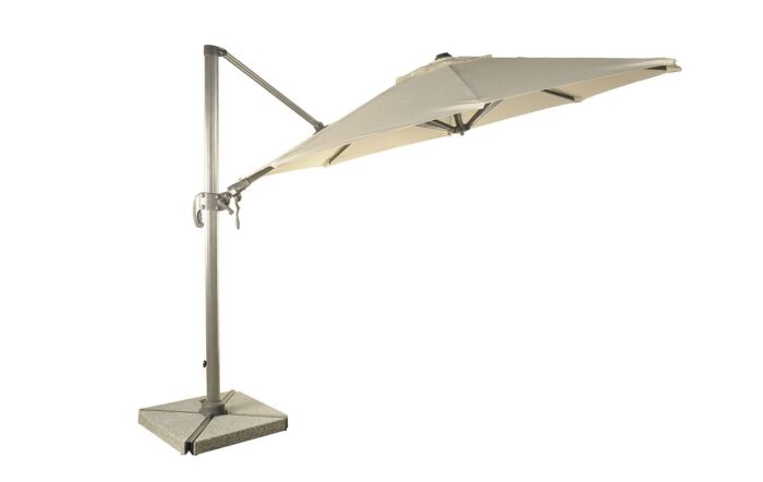 Bramblecrest Chichester Sand 3M Round Crank Handle Parasol with Granite Base and FREE Cover -X16PG30R01