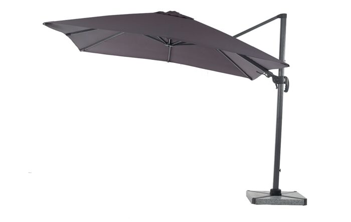 Bramblecrest Chichester Grey 3M Square Crank Handle Parasol with Granite Base and FREE Cover -SPPG8 1-Grey
