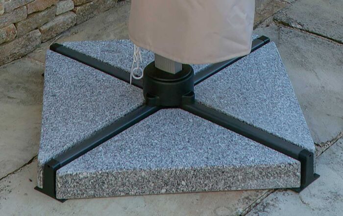 Bramblecrest Chichester Grey 3M Round Crank Handle Parasol with Granite Base and FREE Cover -SPPS7 1-Grey