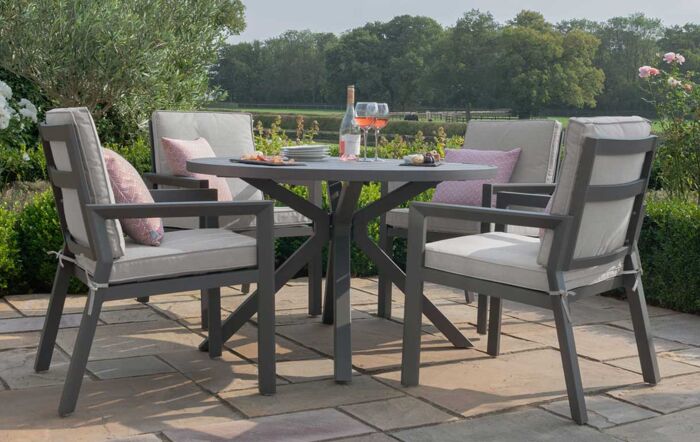 Maze New York Dove Grey 4 Seat Round Dining Set-ALU-NY-101050
