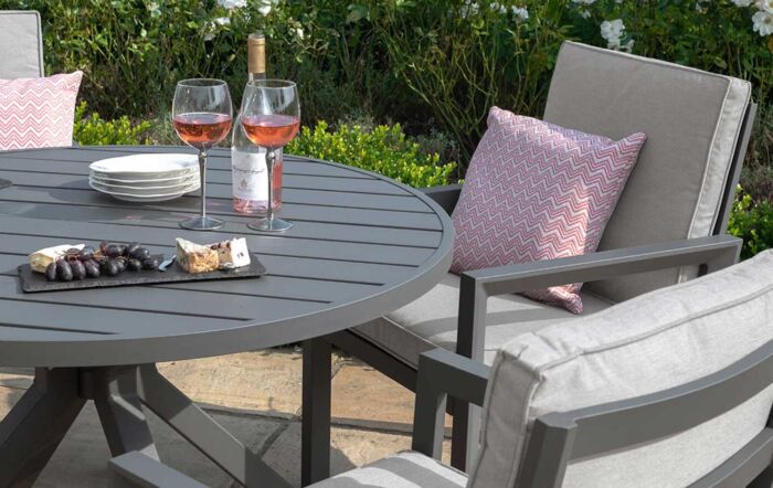 Maze New York Dove Grey 4 Seat Round Dining Set-ALU-NY-101050 1