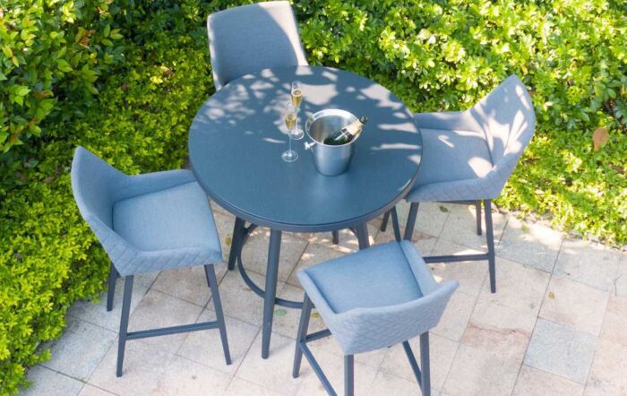 Maze Regal Outdoor Flanelle Fabric 4 Seat Round Bar Set -FB-BAR-REG-4SRD-SS-FL-1 1