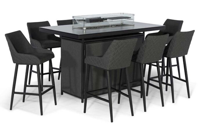 Maze Regal Charcoal 8 Seat Fire Pit Bar Set -FB-BAR-REG-8SRC-FP-AL-ST 1