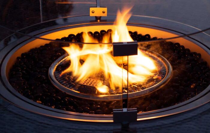 Maze Oxford Round 8 Seat Dining Set with Venice Chairs, firepit and Lazy Susan.-KIT-OX-180-RFP-HC-LS 1