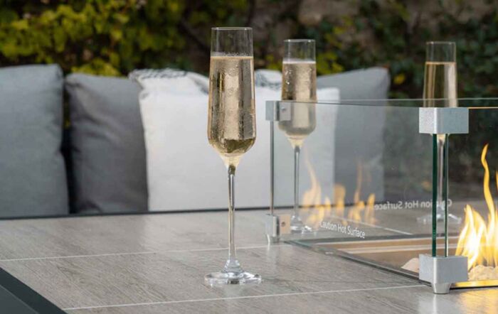 Bramblecrest Portofino Square Corner Outdoor Firepit Set with Ceramic Table - Grey-X21APTSCDT4FP