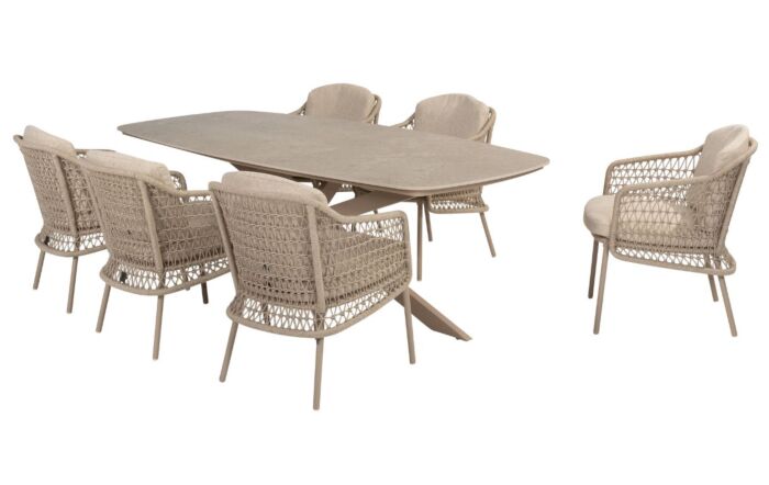 4 Seasons Outdoor Puccini 6 Seat Outdoor Dining Set With Prado Ellipse Ceramic Top Table-213935/91602/91601 1