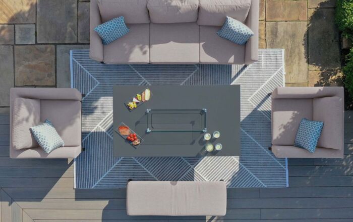 Maze Pulse Oatmeal 3 Seat Sofa Set With Firepit Table-FB-PUL-3SD-FPT-OT
