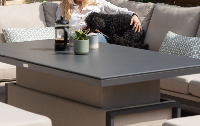 Maze Pulse Oatmeal Corner Dining Set With Rectangular Rising Table-FB-PUL-RCD-OT