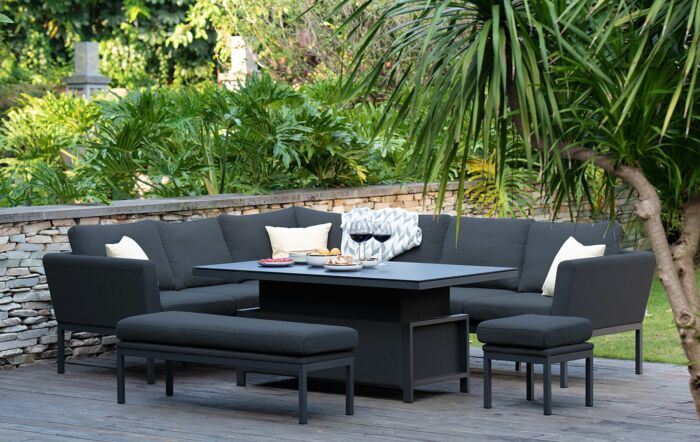 Maze Pulse Adjustable Corner Dining Set in Charcoal-FB-PUL-RCD-ST