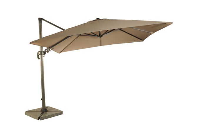 Bramblecrest Chichester Sand 3M Square Crank Handle Parasol with Granite Base and FREE Cover -SPPS8-Sand