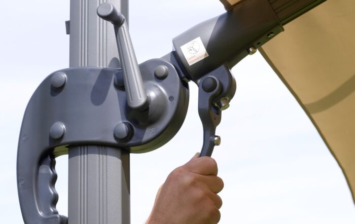 Bramblecrest Chichester Sand 3M Square Crank Handle Parasol with Granite Base and FREE Cover -SPPS8-Sand