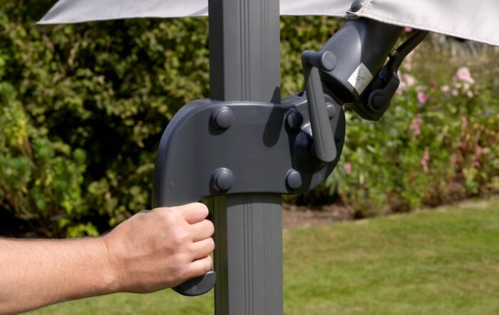 Bramblecrest Chichester Sand 3M Square Crank Handle Parasol with Granite Base and FREE Cover -SPPS8-Sand