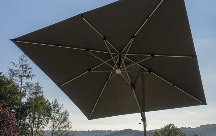 Bramblecrest Truro Grey 3M Square LED Parasol inc Granite Base - FREE cover-X18PG30Q03