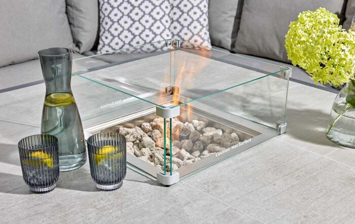 Bramblecrest Tuscan Corner Sofa Outdoor Set with Firepit Table - Grey-X21ATUSCDT1FP