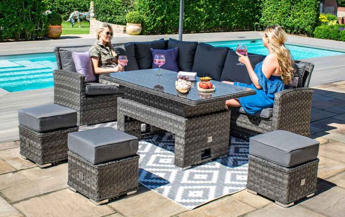 Maze Victoria Rectangular Corner Dining Set with Rising Table-VIC-507035