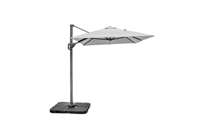 Platinum Voyager T1 3m x 2 m Rectangular Luna Grey Parasol With 90kg Wheeled Base-18-302-LG & 18-125