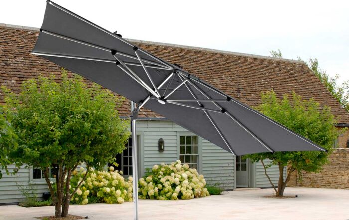 Bramblecrest Worcester Grey 4m x 3m Rectangle Cantilever LED Parasol with Cover -SPGLP15 1