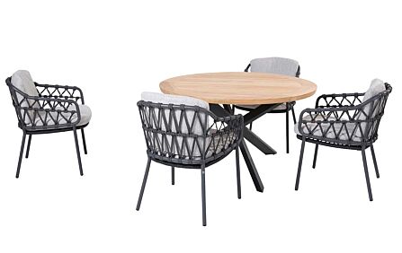 4 Seasons Outdoor Calpi 4 Seat Dining Set with Prado Teak Table