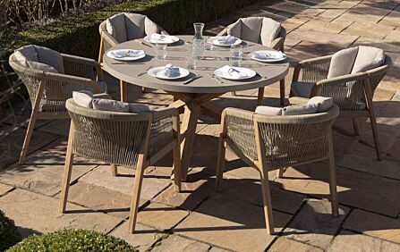 Maze Martinique Outdoor Rope 6 Seat Round Dining Set