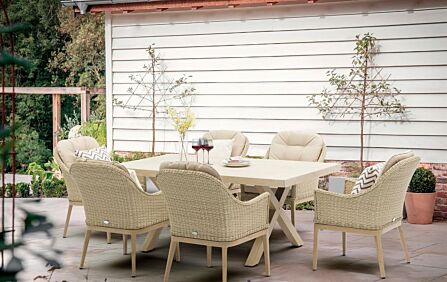 Bramblecrest Monterey Deluxe Vogue Outdoor 6 Seat Rectangle Dining Set - Sandstone