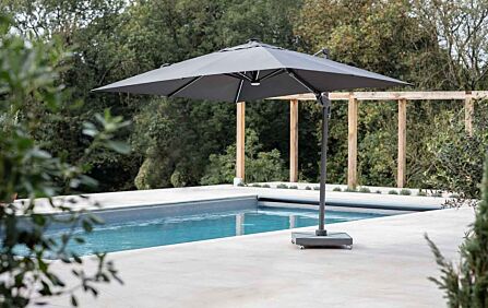 Bramblecrest Truro Grey 3M Square LED Parasol inc Granite Base -  FREE cover
